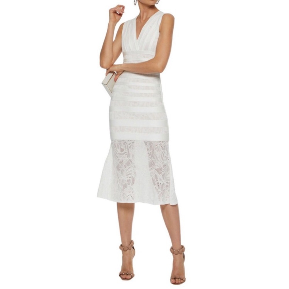 HERVE LEGER lace panel bandage dress (small)